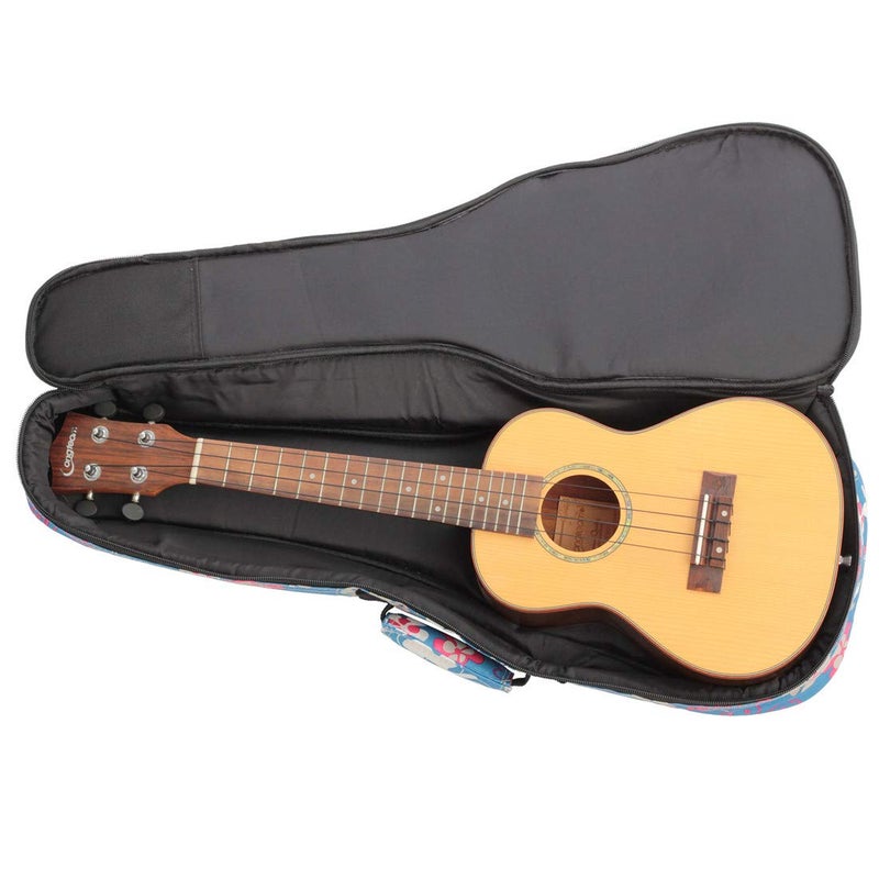 Longteam Print Ukulele Case 10mm Sponge Portable Waterproof Ukuleles bag Cover Uke gig bag with Accessory Storage Pocket (21 In Soprano, Blue Flower) - Image 4